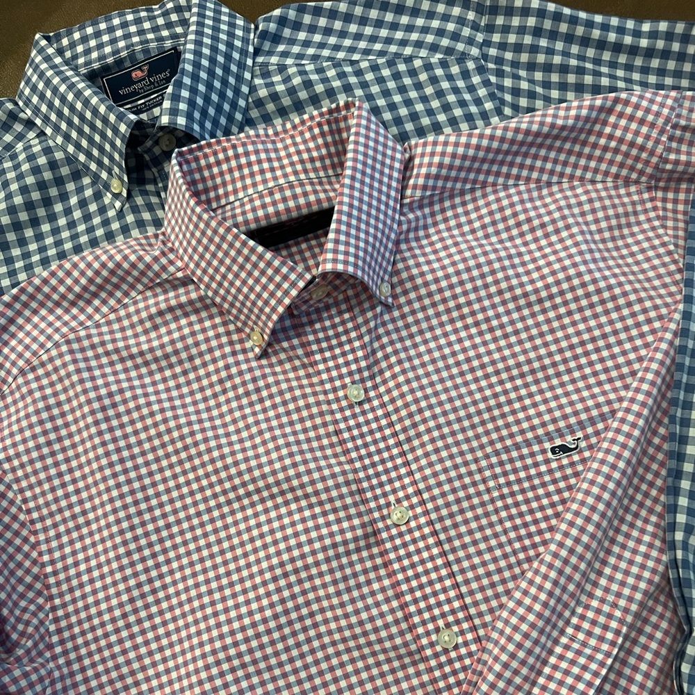 Vineyard Vines Tucker Whale Button-Down Shirt Pair Pink Blue